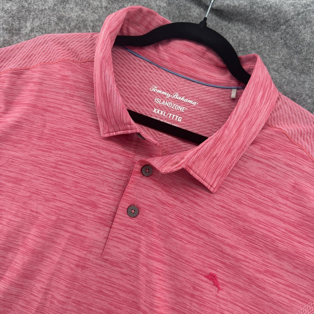 Tommy Bahama IslandZone Polo Mens XXXL Pink Heathered Mesh‎ Panel Golf Shirt